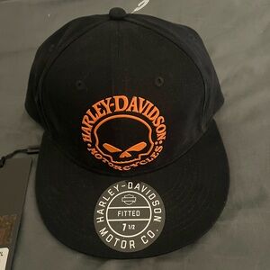 Harley Davidson Skull graphic fitted hat 7 1/2 New